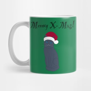 Meowy X-mas santa hat - grey Mug